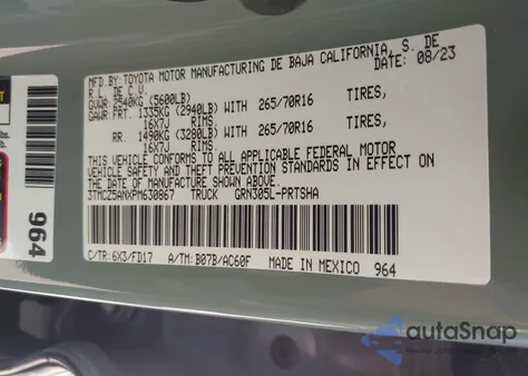 2023 Toyota Tacoma Trd Off Road z USA, uszkodzony, nr VIN 3TMCZ5ANXPM630867